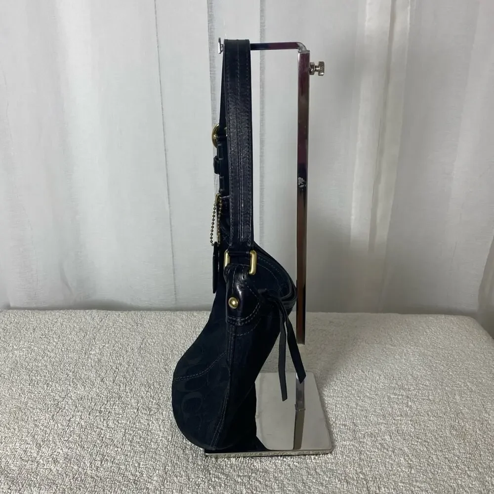 GUC Coach Vintage Black Signature Canvas Hobo Shoulder Bag - Picture 3 of 7